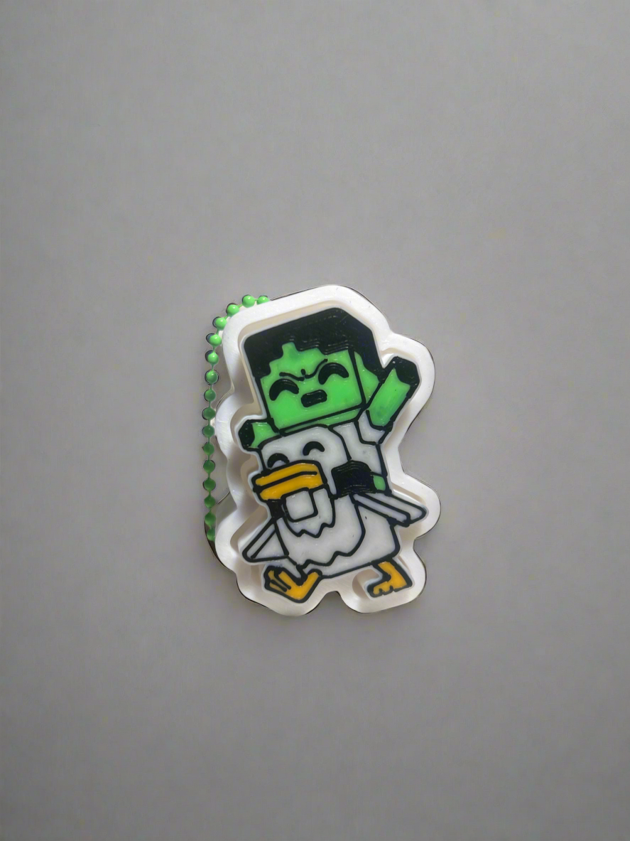 Minecraft Chicken Jockey Keychain