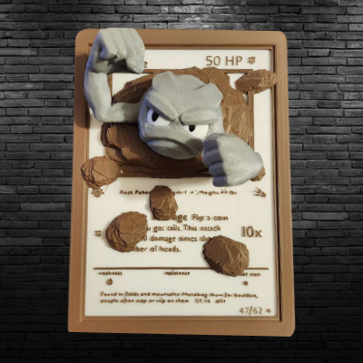 3D  Geodude Fan Art Trading Card Wall Hanging