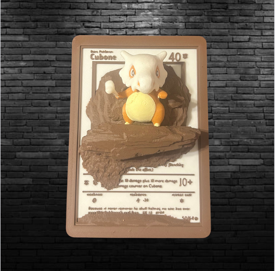 3D Cubone Fan Art Wall Trading Card Wall Hanging